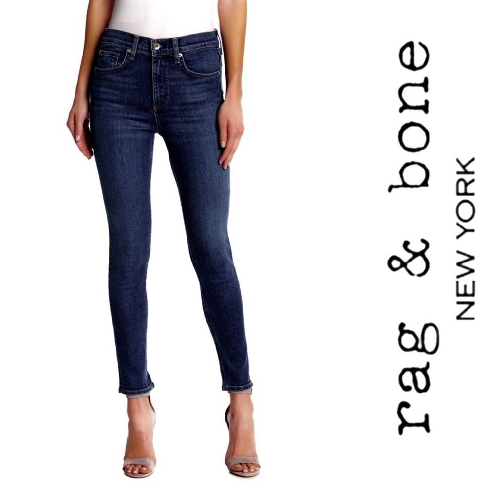 Rag & Bone High-Rise Skinny Dark Blue Jeans